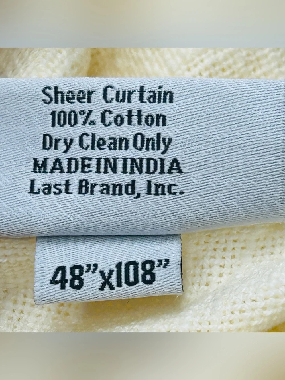 QUINCE Set Of 2 *48x95* Cotton Sheer Curtains Ivory 8954
